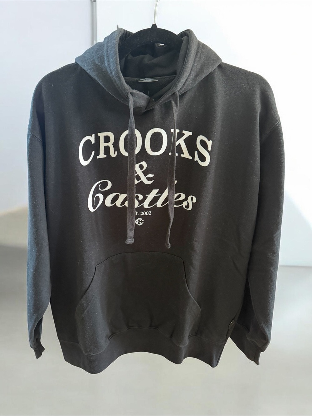 Crooks & Castles Black Pullover Hoodie with White Logo